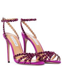 Aquazzura - Tequila 105 embellished suede sandals | Mytheresa