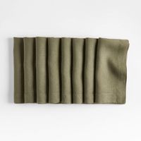 Marin Desert Green EUROPEAN FLAX -Certified Linen Napkins, Set of 8 + Reviews | Crate & Barrel