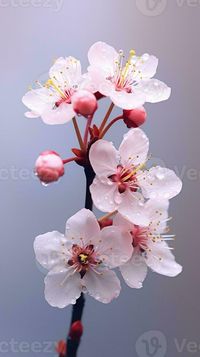 Cherry blossom flower photo wallpaper background. AI Generated,