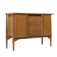 John Keal for Brown Saltman Mid Century Bleached Mahogany Tambour Door Credenza | Mid Century Modern Furniture - Mid Century Furniture Chicago