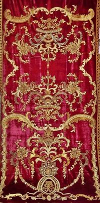 STUNNING ITALIAN BELLESSA Embroidered Silk Velvet Fabric Drapes Panel Crimson Gold - Etsy Canada