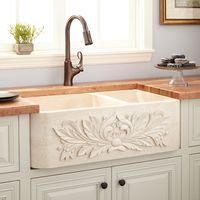 30" Ivy Polished Marble Farmhouse Sink - Cream Egyptian - Kitchen