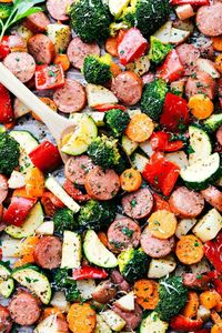 One Pan Healthy Italian Sausage & Veggies | Chelsea's Messy Apron