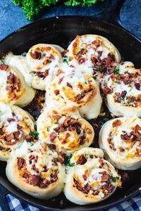 Bacon Stuffed Cheesy Garlic Rolls are super easy to make with fresh pizza dough.