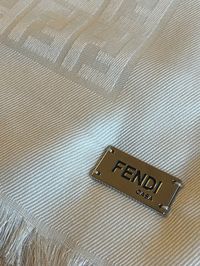 LIMITED QUANTITIES AVAILABLE Fendi Casa Throw blanket with Fendi Logo Print. Luxurious softness of a piece that can be used as a throw or a bed scarf. Silk 60%, Wool 40% Size: 55" x 67" - 1x In Stock