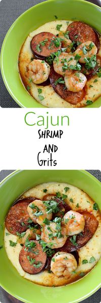 Shrimp and grits is a delicious combination of shrimp and andouille sausage that one combines with a Creole Cajun sauce. This mixture is then served over a creamy cheesy grits mixture.