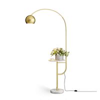 Featuring an arc neck, and a globe metal shade, this modern arc floor lamp with a drawer will be perfect for lighting up when reading or bringing brightness to the couch without sacrificing your side table's real estate. With this multi-purpose lighting fixture featuring an arc neck, you can adjust the shade to direct the light where it is needed.