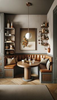 This dining nook in Freehold brings a touch of colonial grace with its sophisticated woodwork and leather banquettes, creating a cozy corner that feels both historic and contemporary. #FreeholdFineLiving #ColonialModern #ElegantInteriors #ProdigyRealEstate