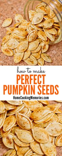 After you've carved your jack-o-lantern for Halloween, it's time to roast perfect pumpkin seeds! Use this pumpkin seed recipe to make this salty and crunchy snack, that's healthy too!