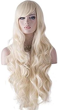 Amazon.com: DAOTS 32" Cosplay Wigs Long Wig Hair Heat Resistant Curly Wave Hairs for Women (Light Blonde): Beauty