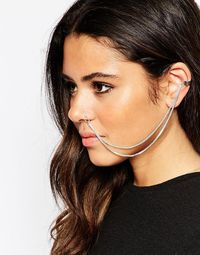 Image 1 of ASOS Double Draping Chain Ear & Faux Nose Cuff