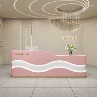 Nordic Cashier Desk Modern Reception Clothing Store Information Reception Desk Simplicity Beauty salon Meubilair Bar Furniture Ivy Bronx Size: 60cm H x 220cm W x 100cm D, Colour: Pink