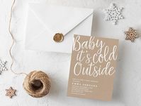 Baby it's Cold Outside Baby Shower Brown and White Invitation Editable Template Gender Neutral