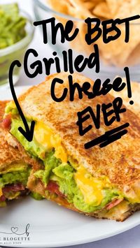 This Bacon Guacamole Grilled Cheese Sandwich has melted cheese, creamy guacamole, bacon, and a surprise crunch! It is next-level comfort food. A southwest take on a traditional grilled cheese sandwich that will leave you satisfied and full.