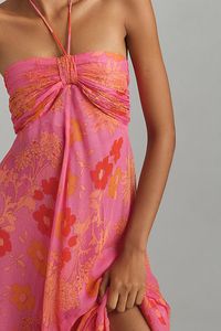 Viscose; viscose lining Zipper styling Dry clean Imported | Samira Halter Maxi Dress by RIXO in Pink, Women's, Size: Large, Viscose at Anthropologie