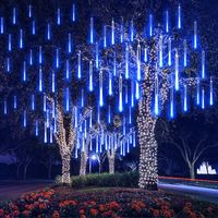 Led meteor shower lights,the lights of every tubes turns on and off one by one by turns and quickly just like meteor shower or falling rain in the night sky,very beautiful.