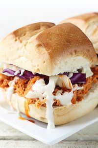 Buffalo Chicken Sliders. 25 Crowd-Pleasing Fourth of July Recipes #purewow #summer #fourth of july #food #recipe #holiday #fourthofjulyrecipes #fourthofjuly #summerrecipes #entertaining #easyrecipes #partyfood #partyrecipes #sliders #burgers #buffalochicken