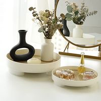 Brand: MRPAPAColor: WhiteFeatures: 【Practical and Decorative Counter Tray】✅ This Countertop Organizer tray is suitable for bathroom, vanity countertop, linen closet, bedside table, kitchen, dresser and other places you want. Round decorative tray round is perfect for arranging your perfume, shampoo, lotion bottles, cosmetics, toiletries etc..【Stylish & Quality organizer Tray】✅Bathroom Organizer Vanity Trays designed with the raised feet, it will make room for ventilation, insulate the tray from moist surfaces, the countertop will tidy and clean. Compact and portable design, easy to carry, can be placed anywhere in the house.【 Round Trays Set for Bathroom】✅ Tray set included 2PCS vanity tray . Big organizer tray size : 11.6*2.9Inch (29.5*7.5cm), Medium Cosmetic Tray Size: 9*1.8Inch(23*4.5cm