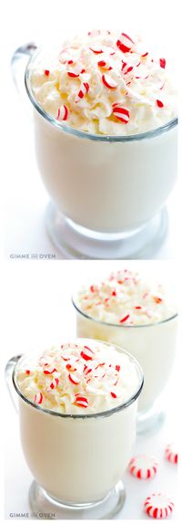 Peppermint White Hot Chocolate -- quick and easy to make, and so comforting and delicious! | gimmesomeoven.com