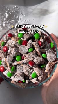 5min · 10 servings     Ingredients  • 5 cups rice Chex  • 1.5 cup chopped pretzel sticks  • 1.5 cup semi sweet or dark chocolate chips  • 1 1/4 cup peanut butter  • 1.5 cup powdered sugar  • 1 cup M&M’s  • 1 cup mini pb cup  Directions:  • Mix Chex and pretzels. Melt the chocolate & peanut butter and mix into cereal mixture. Refrigerate 30 min.  • Toss with powdered sugar, refrigerate again for 60 min. Add candy pieces & enjoy!