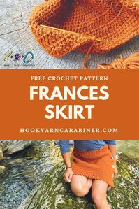 Free crochet pattern: Frances Skirt. This rust colored skirt is quick and flattering to all body shapes. It sits high on the waist with a beautiful button detail. Hookyarncarabiner.com #hookyarncarabiner #skirt #fall #autumn #fall fashion #fashion #easy #