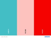 Cyan, Pink, Red