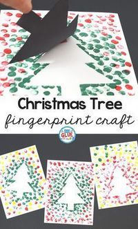 Create this Christmas Tree Thumbprint Art in your kindergarten classroom as your next Christmas craft! It's a fine motor Christmas craft idea for kids.