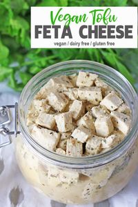 Tofu Feta | This vegan Tofu Feta is a perfect snack on its own or to add to salads or sandwiches for some tangy flavor. It's dairy-free, gluten-free and totally tasty! #vegancheese #veganfeta #vegancheeserecipe #vnutrition #tofufeta via @VNutritionist