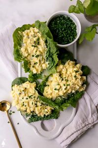 Creamy, crunchy, and customizable - smoky paprika, crisp onions, and PICKLE JUICE make this keto egg salad a work of art! #eggsalad #lowcarbeggsalad