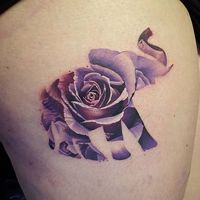 Heres the first tattoo from my guest spot @verestreettattoos with @joescustomtattoo. Super cool rose within an elephant