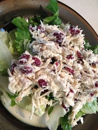 Turkey-Cranberry Salad [combine shredded turkey, Greek yogurt, dried cranberries or cranberry sauce and walnuts and serve over greens] via Sweet Success #healthy #Thanksgiving