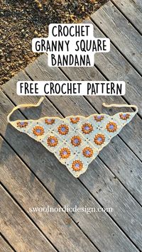 Cool granny square crochet bandana pattern available for free! Click to my website to get the crochet bandana pattern!