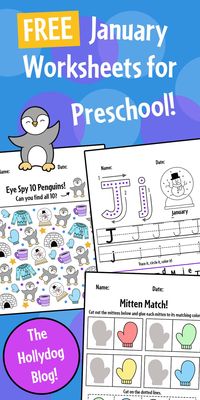 FREE January Worksheets for Preschool ⋆ The Hollydog Blog