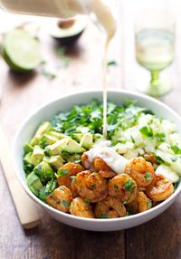 Shrimp and Avocado Salad with Miso Dressing | 24 Giant Salads That Will Make You Feel Amazing