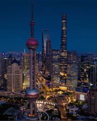 Shanghai, China. Night City View Aesthetic