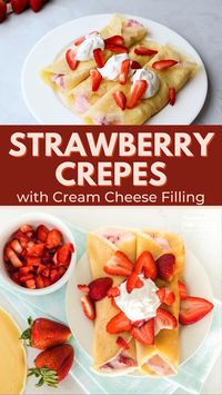 These Strawberry Crepes with Strawberry Cream Cheese Filling are perfect for breakfast or even dessert! These strawberry crepes are the overwhelming favorite crepes in my family and it’s easy to see why - they are delicious! The strawberry cream filling is rich and decadent and when topped with fresh strawberries, these crepes can’t be beat!