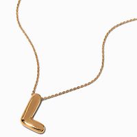 Gold-tone Bubble Initial Pendant Necklace - L