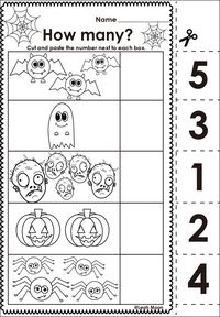 Students can count the pictures. Cut and paste the number next to each box.