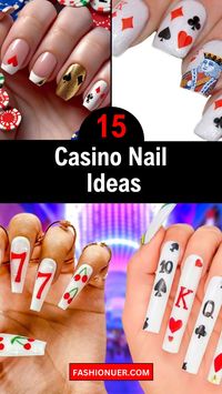 Get ready for a night of glamour with these #CasinoNail ideas! Featuring luxurious designs inspired by casino themes, these nails are perfect for a night out or special events. Show off your love for poker, dice, and cards with these stylish and fun nail art ideas. #NailArt #CasinoNails #PartyNails #GlamNails #NailDesign