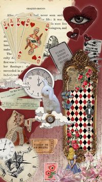 #myfirstshuffle #aliceinwonderland #queenofhearts #aestheitc #moodboard #whiterabbit #clocks