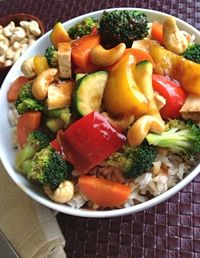 Fresh Broccoli and Vegetable Teriyaki Stir-Fry with Cashews (vegan and gluten-free)