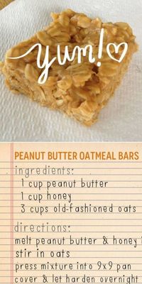 Peanut butter, oats and honey bars only 3 ingredients food recipe peanuts recipes easy recipes breakfast recipes dessert recipes food tutorials