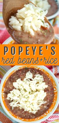 Popeye's Red Beans & Rice is one of my favorite take-out side dishes and making it at home is SO SIMPLE!!!! Creamy red beans with a slightly smoky flavor topped with fluffy white rice!” loading=