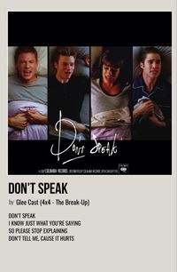 minimal polaroid song poster for dont speak by glee cast (4x4 - the break-up)