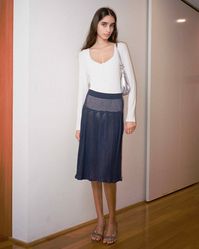 Crochet Pleat Midi Skirt - Evening Blue - MY MUM MADE IT