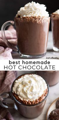 The best homemade hot chocolate recipe. This hot cocoa is smooth, creamy and made with two forms of chocolate for a rich, deep chocolate flavor. It’s easy to make in 5 minutes with 5 ingredients.