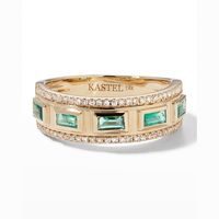 Kastel Jewelry ring 14-karat yellow gold Emeralds and diamonds 0.64 total emerald carat weight 0.18 total diamond carat weight Imported