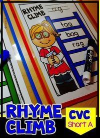 CVC Words Rhyming - Phonemic Awareness - Short Vowel: Aa - You can easily incorporate a quick phonemic awareness (P.A.) activity with the Rhyme Climb mat above. When you meet with your reading group, have your students write the word family that you are focusing on the top line. Students will: Write words in the word family. To differentiate for your higher readers, encourage them to use blends, digraphs, or write multi syllable words. FREE sample plus link to paid lessons.