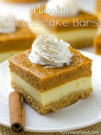 Pumpkin Cheesecake Bars – Recipe from Yummiest Food Cookbook