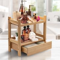 Sorbus 2-Tier Countertop Bamboo Shelf Unit w/Hidden Drawer - Bathroom Organizer, Kitchen, Office - Walmart.com